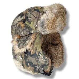 Yukon Tracks Tree Camo Alaskan Rabbit Fur Hat Size XL Hunting Fishing Winter